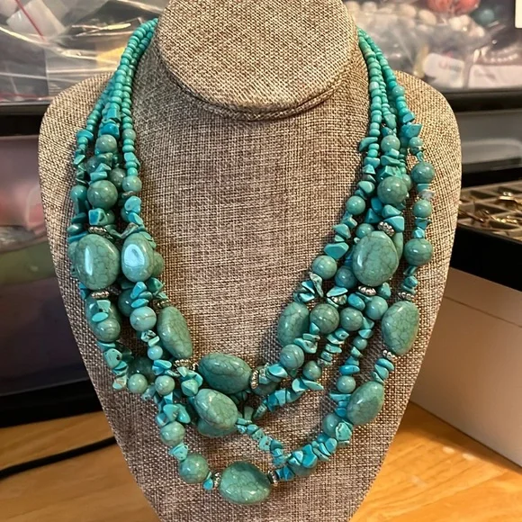 Turquoise Beaded Necklace - Picture 1 of 10